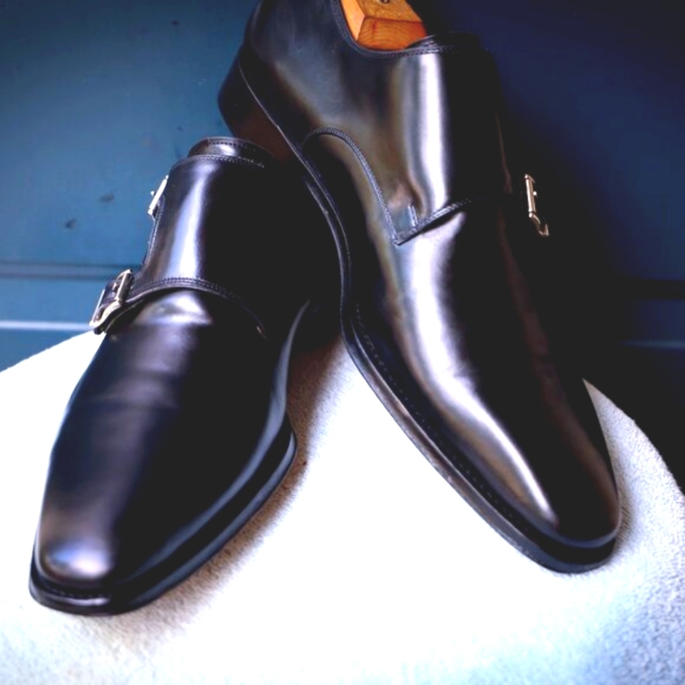 Magnanni 10-M Double Monk Strap Black and Blue Mens Dress Shoes-accepting offers